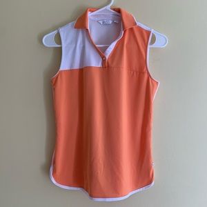 Lady Hagen Sleeveless Polo Top Orange White size XS